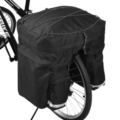 BikePartner Caroline taskesæt (sort/grå) Sammenhængende 3-delt taskesæt (bag)  50,9L/62,7L