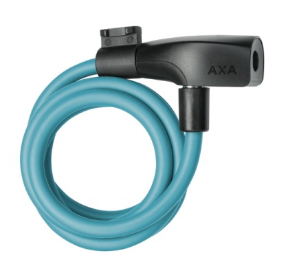 Spirallås AXA Resolute (Ice Blue) 1200 x 8 mm. med nøgle. 8 mm wire med beskyttende betræk.