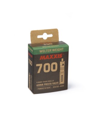 Slange Maxxis Welter Weight 700X23/32 FV60 mm. ETRTO: 23/32-622. Tykkelse: 0,8 mm. Vægt: 100 g