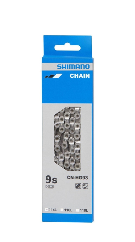 Kæde Shimano HG93 æske Sølv 9 speed 114L ICNHG93114I