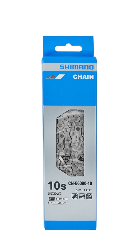Kæde Shimano 10-speed elcykelkæde fra Shimano med SIL-TEC overfladebehandling og ny pladedimension STEPS E6000 og E8000 1 x 10-speed. Led: 138.