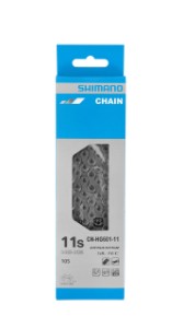 Kæde Shimano HG601-11 (sølv) 11-speed, led: 116. Retningbestemt kæde med SIL-TEC & Quick_Link. Vægt: 260 g.
