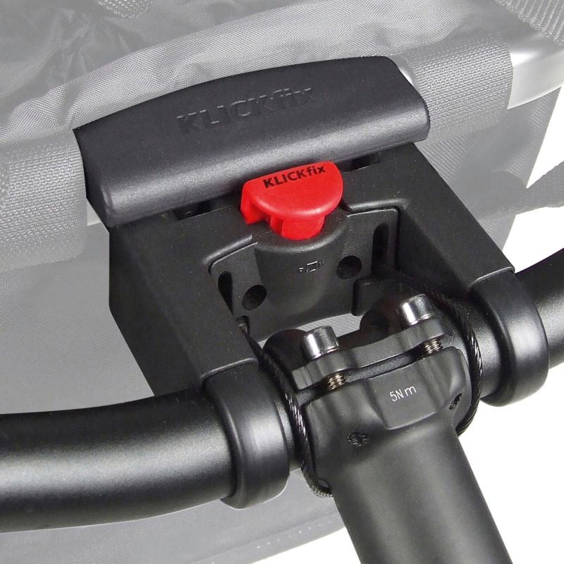 Klickfix Bikebasket cykelkurv (twist sky rose). Frontkurv med snørrelukning, yder- og indre lomme. Vol: 15 L,, max bæreevne 5 kg.