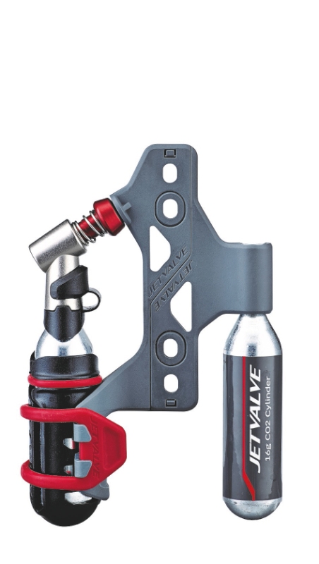Pumpe Co2, Bottle Cage Mount Jetvalve. Smart System Weldtite inkl. 2 x 16 gr. Co2 patroner
