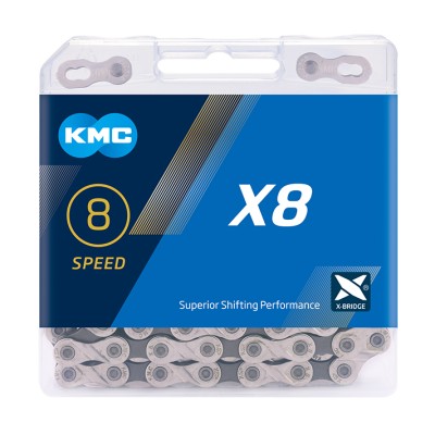 Kæde KMC X8 114L æske Sølv 8 speed (10) High Performance