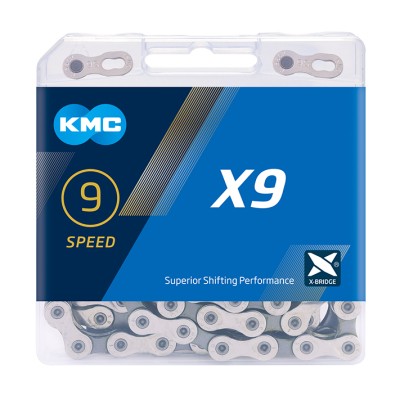 Kæde KMC X9 114L æske Sølv/grå 9 speed (10) BX09NG114 High Performance