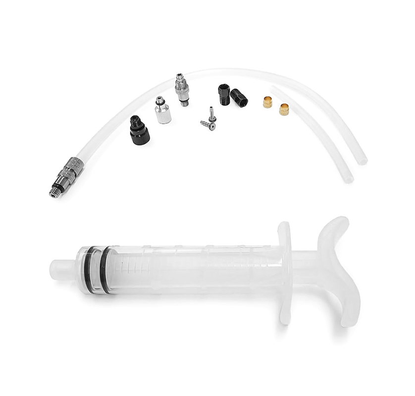 Bremseudlufterkit fra Tektro til udluftning af hydrauliske skivebremse. Leveres uden olie. Ønskes olie bestil også varenr. 14553.