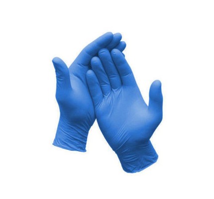 Handske Engangs 100 stk,  Blå, Latexfri og Pulverfri, Nitrile  Rullekant, Str: Medium/8