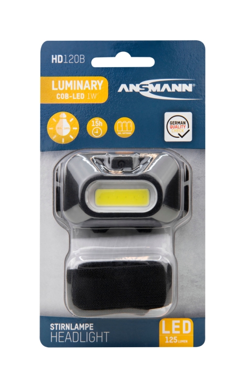 Pandelygte Ansmann 120Lumen 3 x AAA Batterier. 3 funktioner (100% lysstyrke, 30% lysstyrke & blink