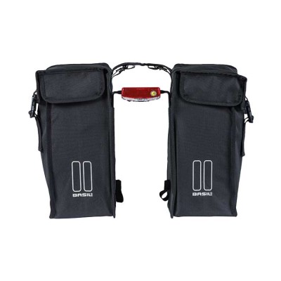 BASIL MARA XL taskesæt (sort) med taskebro. Str. 35 x15 x 32cm, vol: 35 L, maks. bæreevne  10 kg (5 kg i hver taske). 