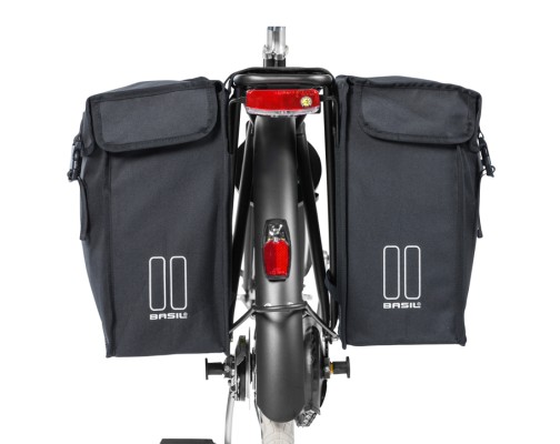 BASIL MARA XL taskesæt (sort) med taskebro. Str. 35 x15 x 32cm, vol: 35 L, maks. bæreevne  10 kg (5 kg i hver taske). 