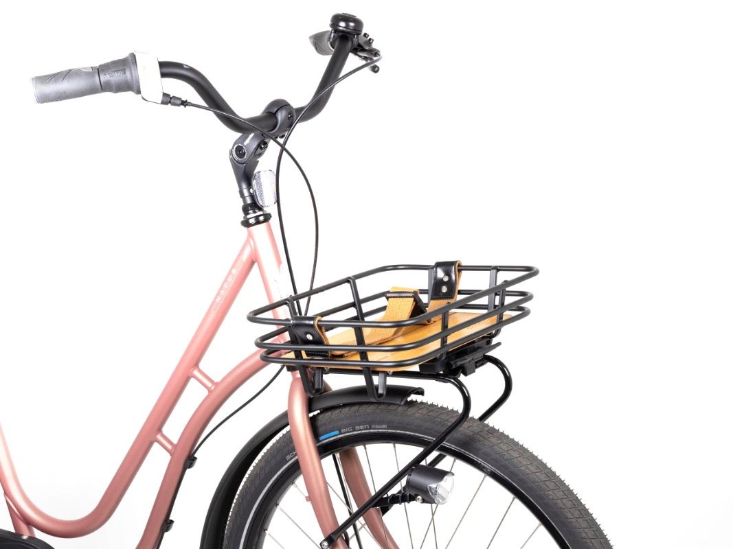 Kurv ATRAN VELO Epic Retro (sort). Cykelkurv med AVS til front eller bag montering. Vol. 8 L, med rem, bambusbund max. bæreevne 10 kg.