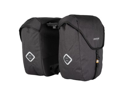 Taske ATRAN VELO ZAP Grå/sort med AVS +system plade Vandafvisende, 2x25L. 33x40x19 cm.