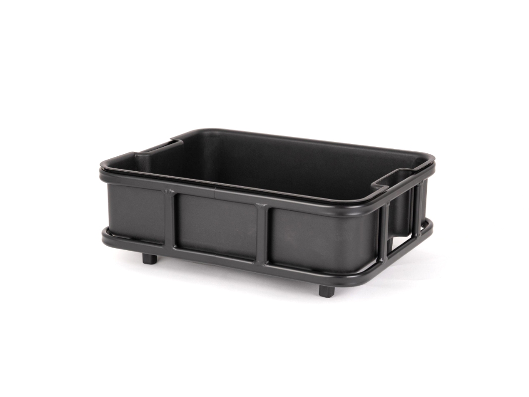 Kurv ATRAN VELO BAKERY CRATE Sort front/bag alu med AVS m.plast kasse 45x13x35cm 10L MAX 10 kg.