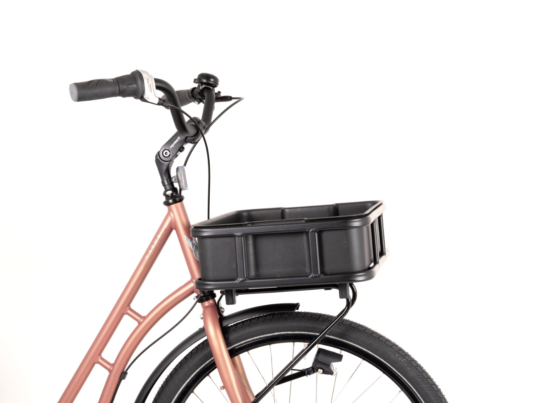 Kurv ATRAN VELO BAKERY CRATE Sort front/bag alu med AVS m.plast kasse 45x13x35cm 10L MAX 10 kg.