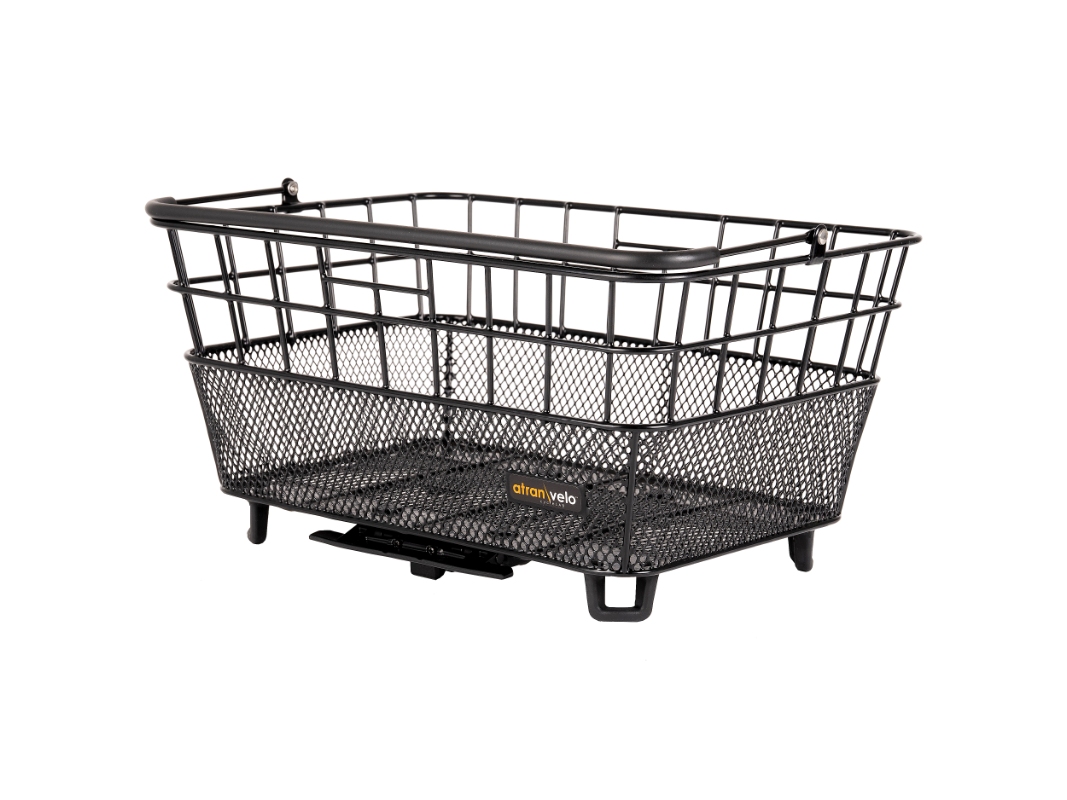 Kurv Atran Velo Bring str. large (sort) med AVS og hank. Dimensioner: 43,5x32x22 cm Vol. 25 L, maks. bæreevne: 10 kg