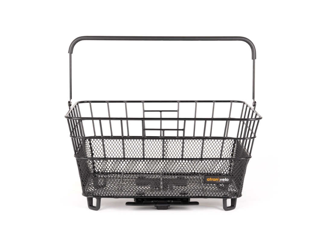 Kurv Atran Velo Bring str. large (sort) med AVS og hank. Dimensioner: 43,5x32x22 cm Vol. 25 L, maks. bæreevne: 10 kg