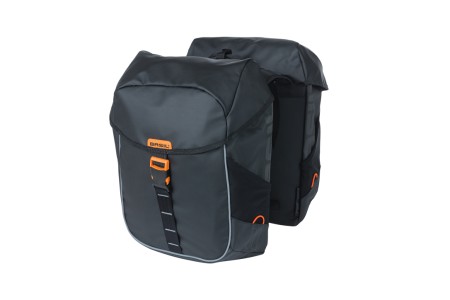 Taskesæt BASIL MILES TARPAULIN 34 Liter Sort/orange dobbel 34x16x43cm. Kan mont. med  MIK-AVS-uniklip eller Racktime adapter.