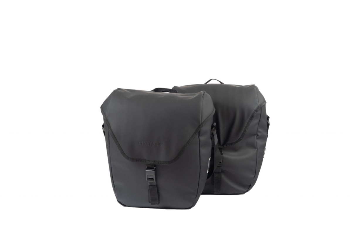 AtranVelo COMMUTER sidetaskesæt 2x24 liter. Sort, vandtæt,  magnet lukning. incl. AVS TripleX adapter, extra lommer,laptop rum