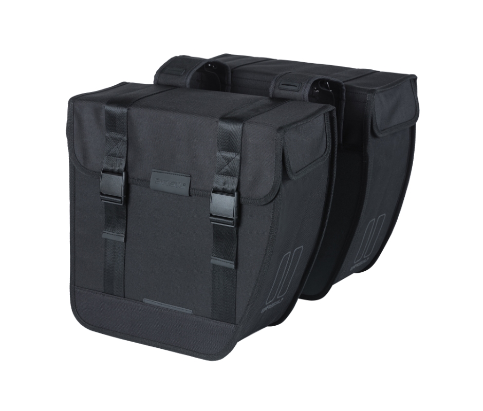 Taskesæt BASIL TOUR XL (sort) . Dimensioner: 35x14x35cm, volumen: 35 L, vandafvisende. Kan også  Monteres med MIK, AVS, Uniklip, Racktime adapter.