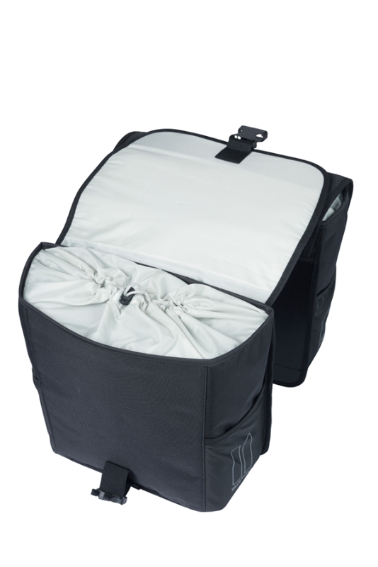 Taske sæt BASIL GO bag MIK 2.0 Sort 29x15x34cm 32L Dobbel Pannier inklusiv MIK 2.0 adapter