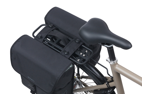 Taske sæt BASIL GO bag MIK 2.0 Sort 29x15x34cm 32L Dobbel Pannier inklusiv MIK 2.0 adapter
