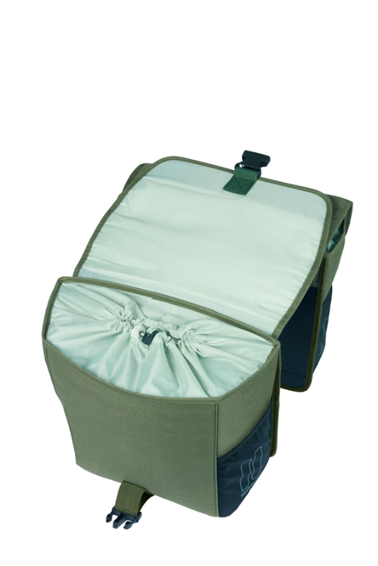 Taske sæt BASIL GO bag MIK 2.0 Grøn 29x15x34cm 32L Dobbel Pannier inklusiv MIK 2.0 adapter