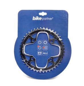 Klinge DRIVELINE 44T Alu Sort ø104 4hul 9/10sp 5182 alu m.løfte nitter pin