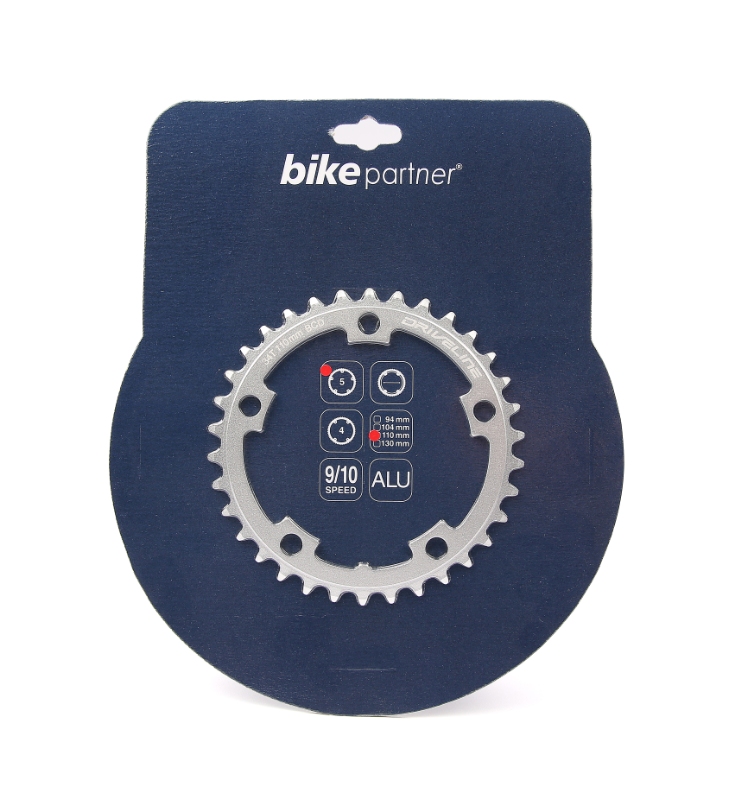 Klinge DRIVELINE 34T Alu Sølv ø110 5hul 9/10sp 5182 alu