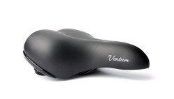 Sadel fra Bikepartner model VETUM (sort). Unisex sadel med Gel til 90° Relaxed kørestilling. Vandtæt betræk og elastomer for øget komfort.