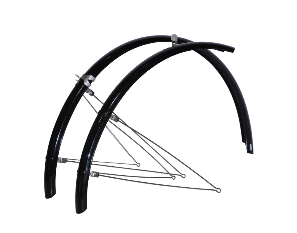 Bikepartner skærmsæt (sort) 700C, 45 mm m/rustfri stivere. Sælges i pakker med 5 sæt. Papæsken er påtrykt nr. 5