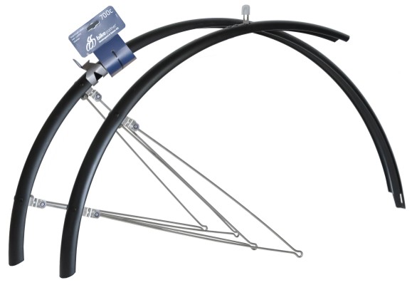 BikePartner skærmsæt (matsort) 700C, 45 mm m/rustfri stivere. Sælges i pakker med 5 sæt. Papæsken er påtrykt nr. 6