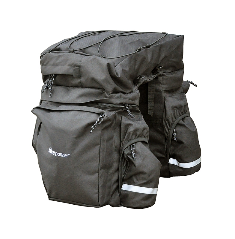 Bikepartner Caroline taskesæt (sort/grå) Sammenhængende 3-delt taskesæt (bag)  50,9L/62,7 L