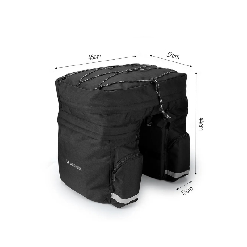 Bikepartner Caroline taskesæt (sort/grå) Sammenhængende 3-delt taskesæt (bag)  50,9L/62,7 L