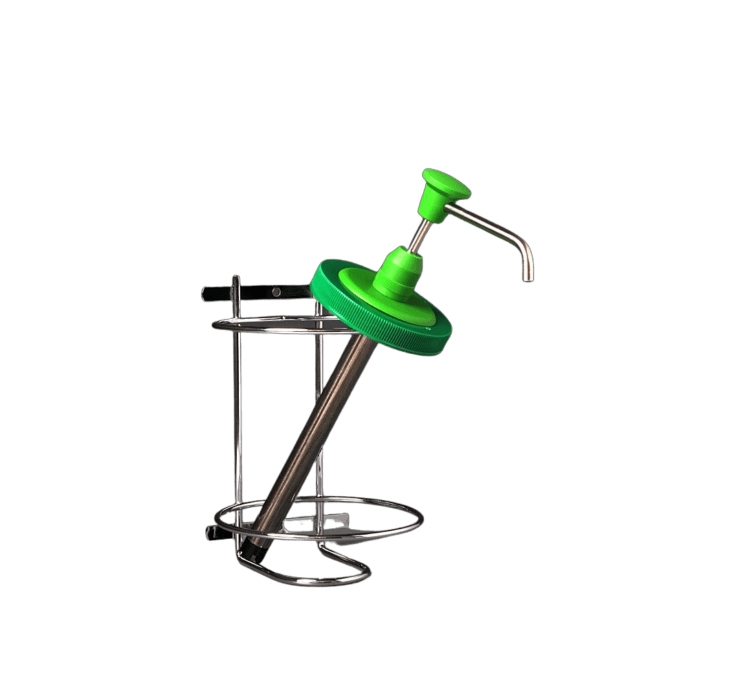 Dispenser til 3-liters Sanur håndrens - god og solid dispenser i rustfrit stål Kan monteres på væggen.