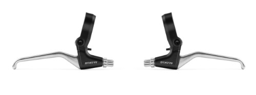 Bremsegrebssæt i aluminium fra Bikepartner (sort/sølv). 4-fingers greb.