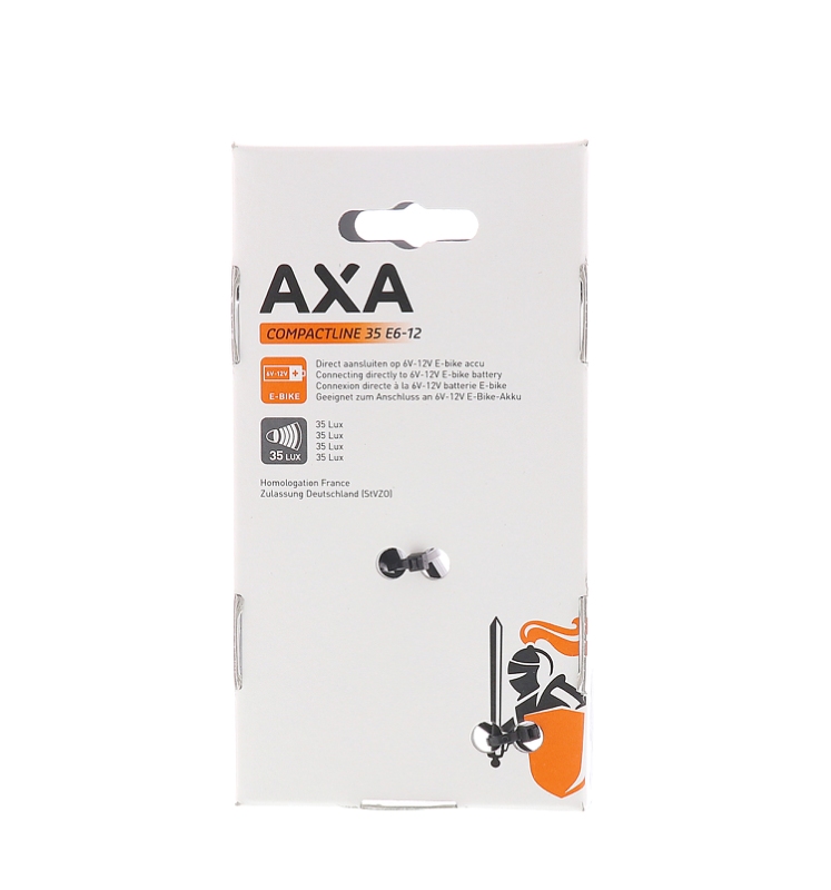 AXA Compactline 35 forlygte med reflektor. 6-12 V, 6 cm kabel, højeffekt 35 lux LED-lys Mere end 50.000 timers levetid.