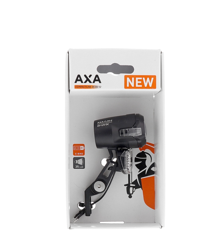 AXA Compactline 35 forlygte med reflektor. 6-12 V, 6 cm kabel, højeffekt 35 lux LED-lys Mere end 50.000 timers levetid.