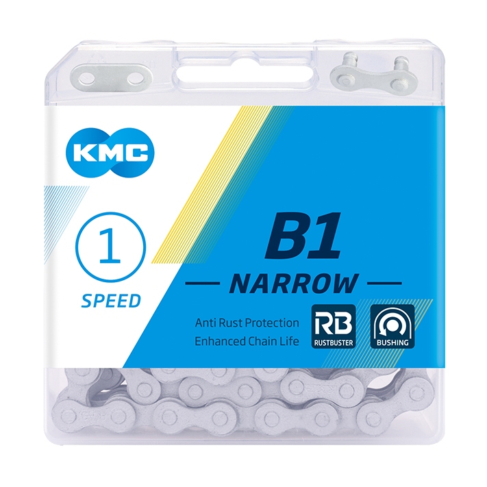 Kæde KMC 1/2x3/32 æske Anti-Rust, smal single speed 112L med bøsning (60) BB01NRB12