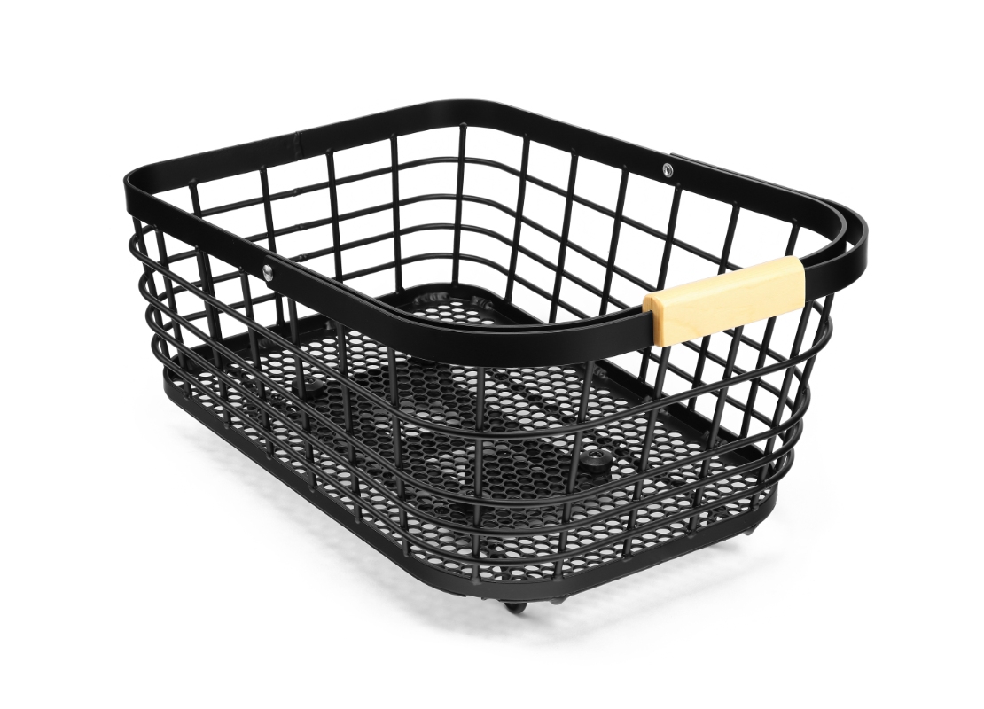 Kurv fra Bikepartner model: Skanderborg. Farve: sort, aluminiums bagkurv med MIK beslag dimensioner: 45x31x20/14 cm.