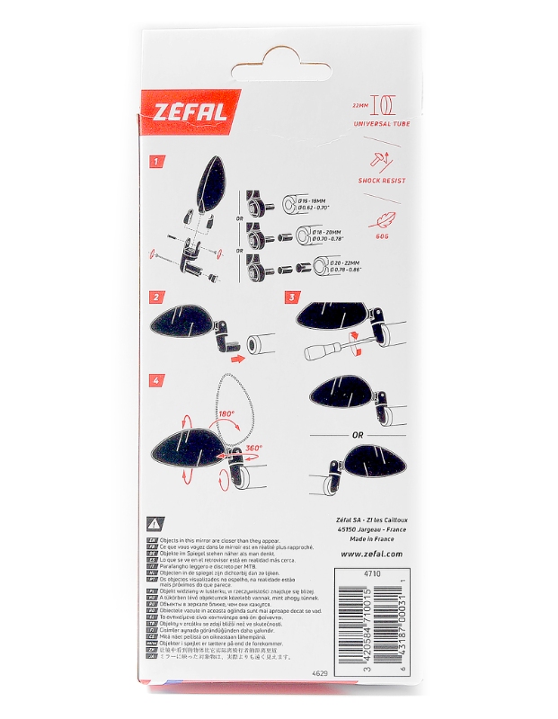 Spejl Zefal Cyclo Multi position - styrendemontering
