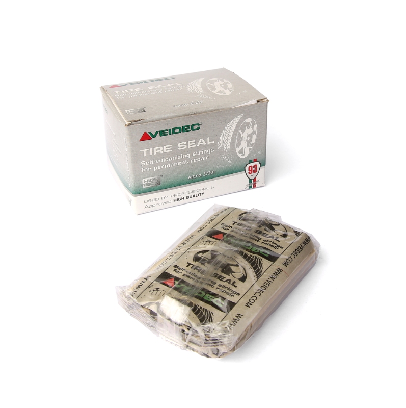 Veidec tætningspropper til slangeløse dæk. Permanent punkteringsreparation til bil, scooter, trailer osv. Æske med 60 stk á 10 cm.