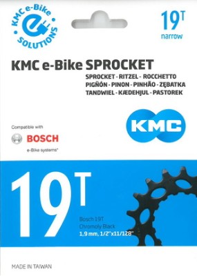 Gearhjul KMC E-bike 19t Bosch gen 2 CrMo Sort 1/2x3/32-1/2x11/128