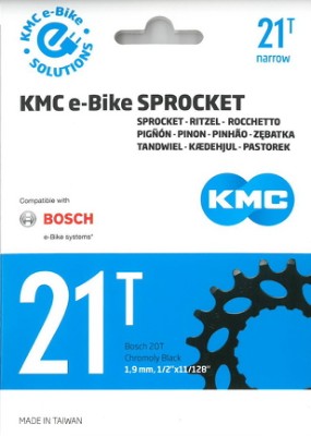 Gearhjul KMC E-bike 21t Bosch gen 2 CrMo Sort 1/2x3/32-1/2x11/128