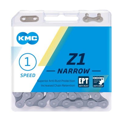 Kæde KMC Z1, 1/2x3/32 æske EPT 112L EcoProTeQ (EPT) anti-rustbehandling og coating der gør kæden mere lydsvag