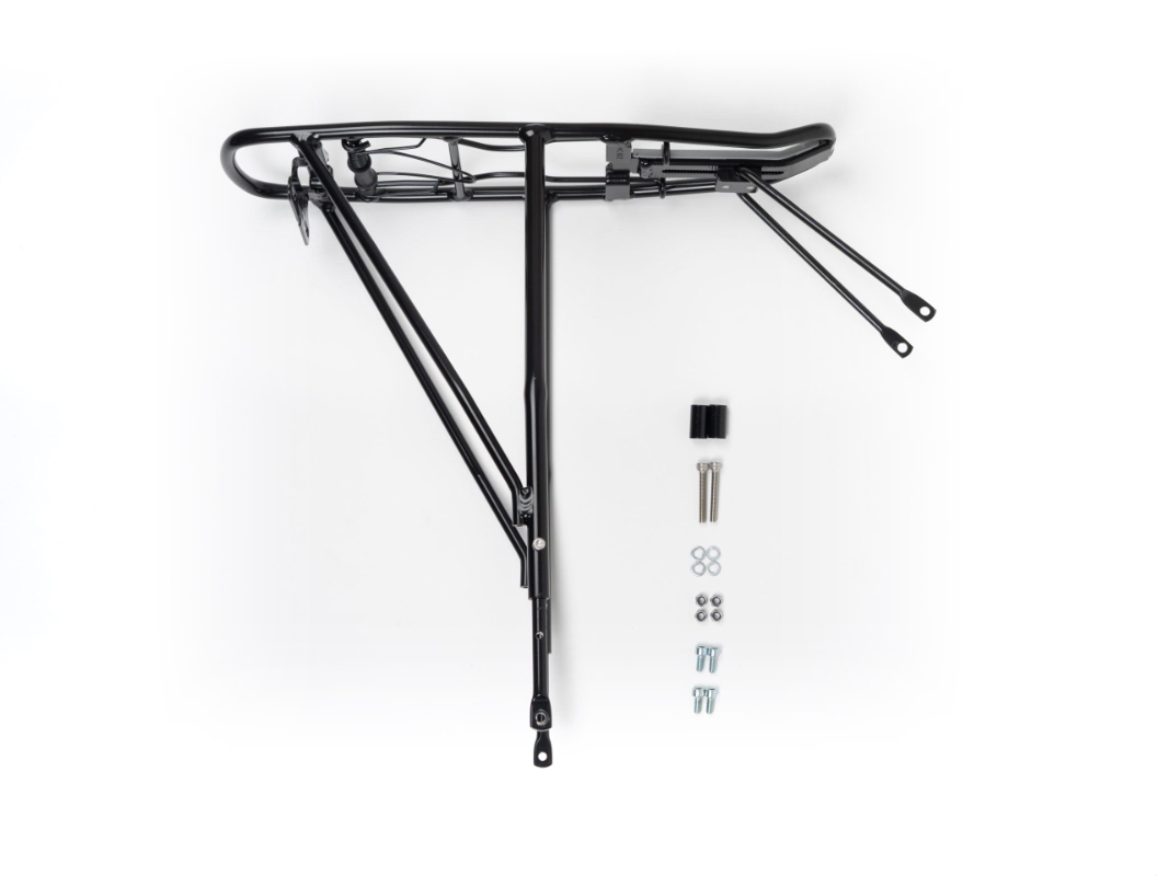 Bagagebærer ACTIV DB AM (sort) fra Atran Velo. Bagagebærer med klap, AVS, til DISC, maks. bæreevne: 25 kg, passer til 24-28