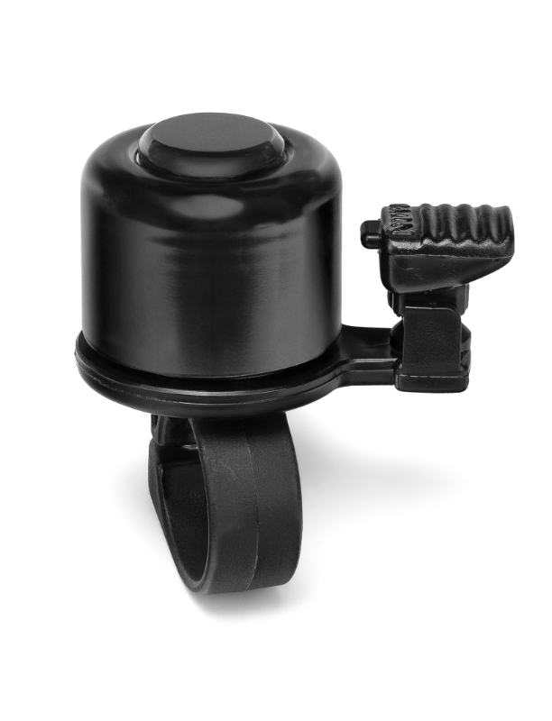 Bikepartner NUVO MINI klokke (sort) i aluminium. Klokken leverer op til 80 dB og den vejer  27 gr. Leveres i displayboks til disken (20 stk.)
