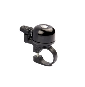 Bikepartner NUVO MINI klokke (sort) i aluminium. Klokken leverer op til 88 dB og den vejer  19 gr. Leveres i bulk-æske (20 stk.)