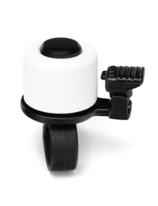 Klokke BikePartner NUVO MINI Alu Hvid m.skrue (20) Klokken leverer op til 80 dB og den vejer  27 gr.
