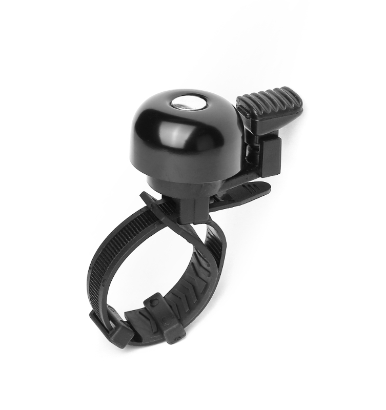 Bikepartner NUVO MINI klokke (sort). 90dB lydstyrke. Udført i alu. m. strip-montering. BULK (20)